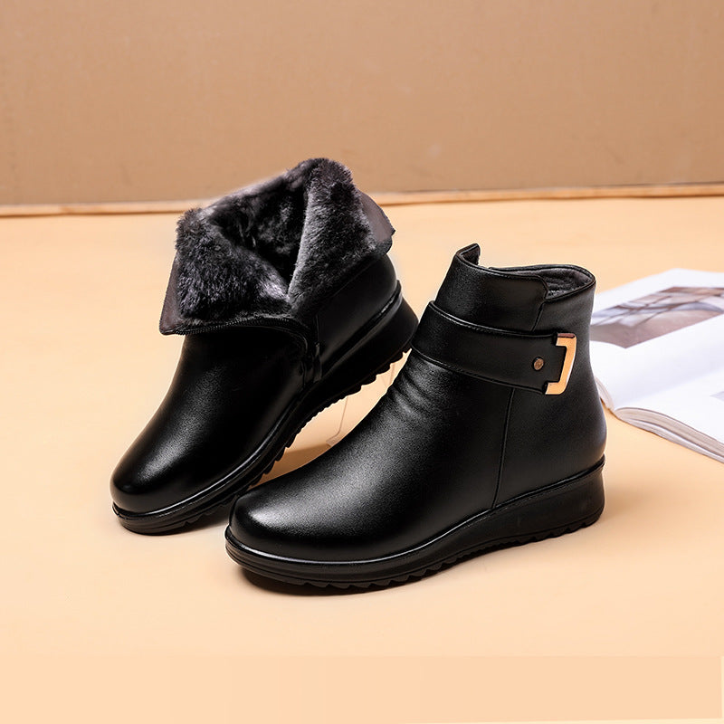 Genuine Leather Metal Buckle Velvet Boots💟FREE SHIPPING – nishomee