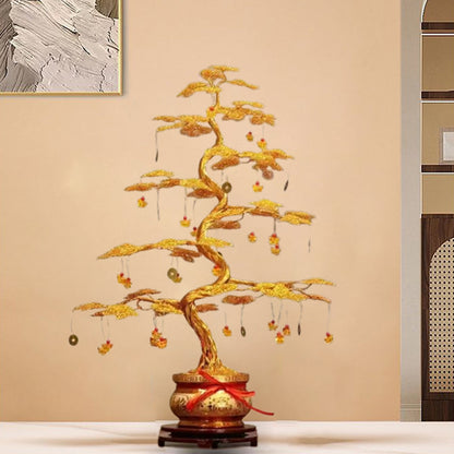 Golden Fortune Tree (Handmade knitting)