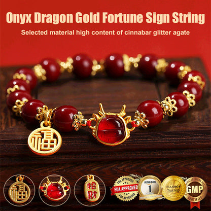 Faux Agate Dragon Golden Fortune Bracelet