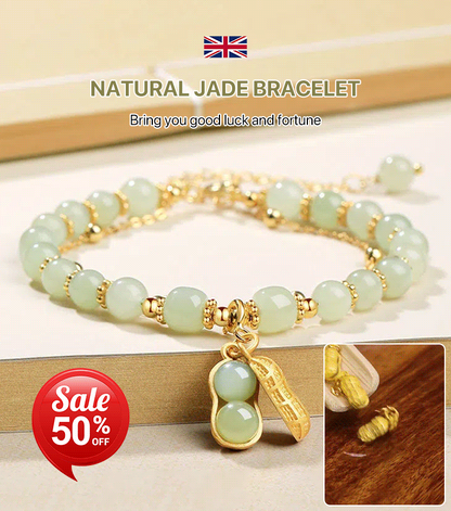 Natural jade bracelet with peanut pendant